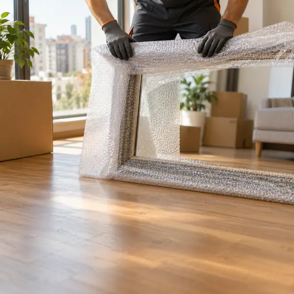 Taşıma öncesi kırılacak eşyaları paketleyen Kaşmir Nakliyat personeli